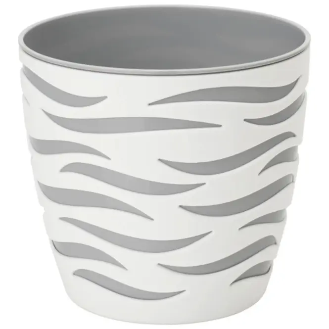 Kvetináč Sahara duo 14 cm biela + platinová