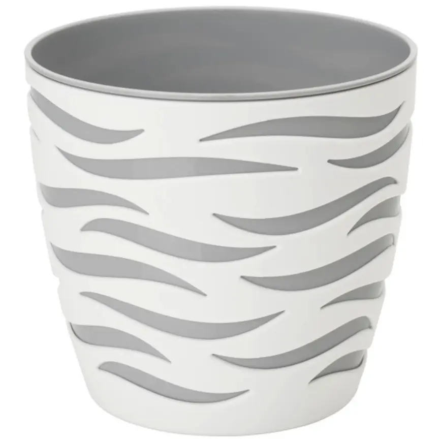Kvetináč Sahara duo 14 cm biela + platinová